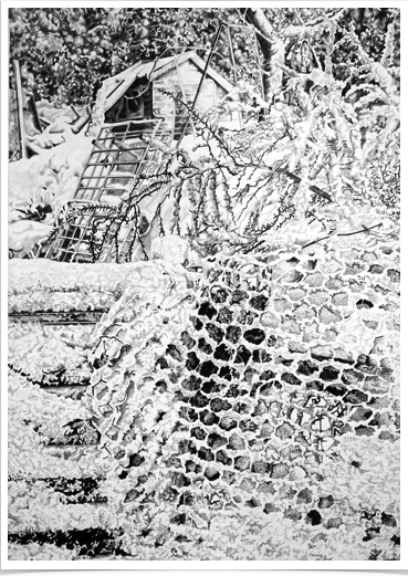 Winter Netting, Buxton
pencil on paper
28 x 38 cm Winter Netting, Buxton
pencil on paper
28 x 38 cm